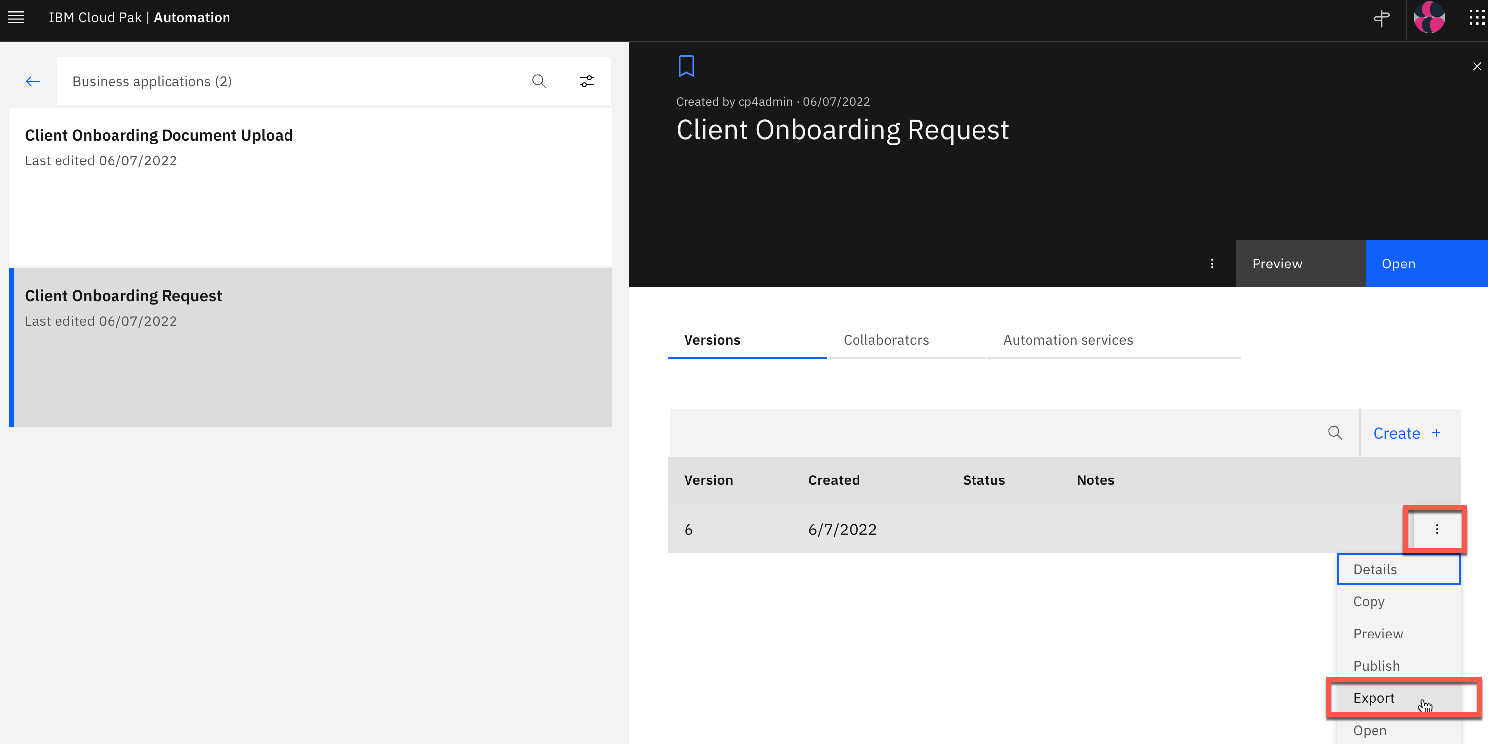 business app export